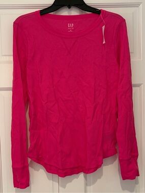 NWT GAP Waffle Thermal Long Sleeve Top - Bright Fuchsia Pink